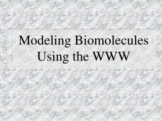 Modeling Biomolecules Using the WWW