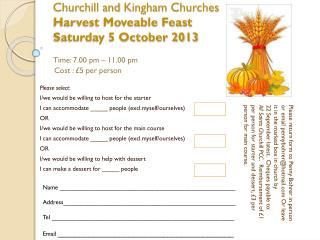 Churchill and Kingham Churches Harvest Moveable Feast Saturday 5 October 2013
