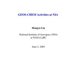 GEOS-CHEM Activities at NIA