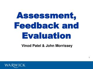Assessment, Feedback and Evaluation