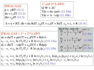 Ppt Ideal Gas P Rt 11 1 Du C V Dt 11 2 Dh C P Dt 11 3 Powerpoint Presentation Id 3699357