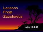 Lessons From Zacchaeus