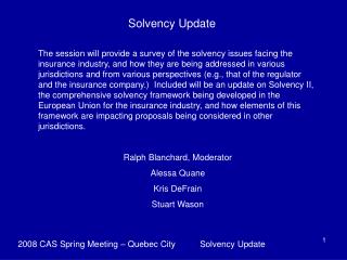 Solvency Update
