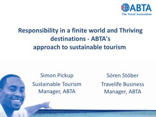 Simon Pickup Sustainable Tourism Manager, ABTA