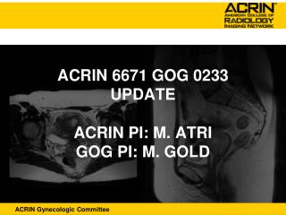 ACRIN 6671 GOG 0233 UPDATE ACRIN PI: M. ATRI GOG PI: M. GOLD