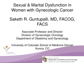 Sexual & Marital Dysfunction in Women with Gynecologic Cancer