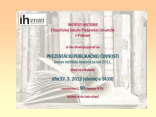 Zborníky IH FF PU v Prešove 2011
