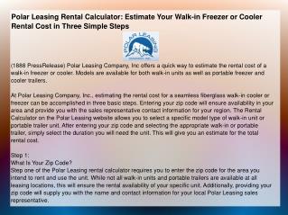 Polar Leasing Rental Calculator