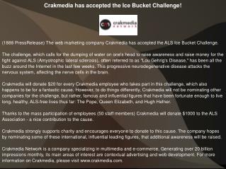 Crakmedia has accepted the Ice Bucket Challenge!