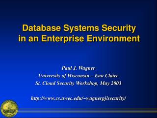 Database Systems Security in an Enterprise Environment