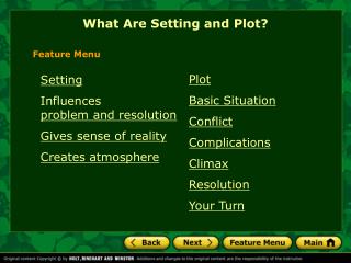 Plot Basic Situation Conflict Complications Climax Resolution Your Turn