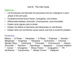 Unit 6: The Cell Cycle