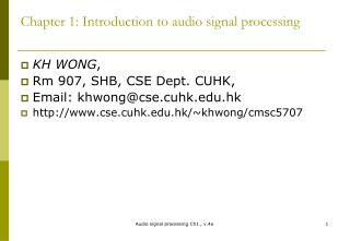Chapter 1: Introduction to audio signal processing