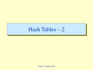 Hash Tables – 2