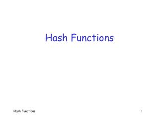 Hash Functions