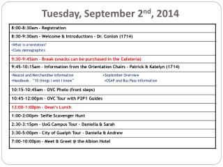 Tuesday, September 2 nd , 2014