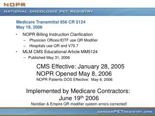 Medicare Transmittal 956 CR 5124 May 19, 2006