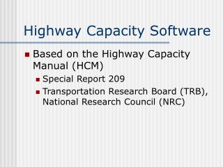 Highway Capacity Software