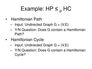 Example: HP ≤ p HC