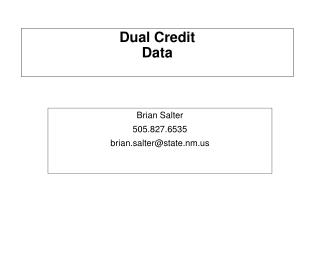Dual Credit Data