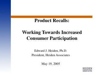 Product Recalls: Working Towards Increased Consumer Participation