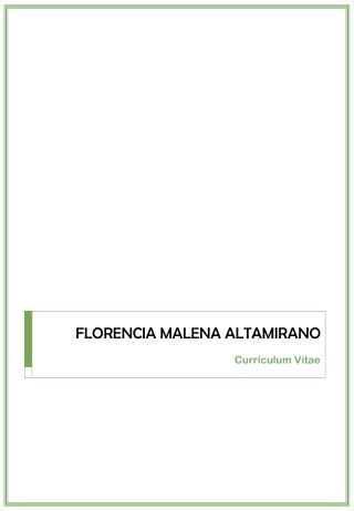 FLORENCIA MALENA ALTAMIRANO Curriculum Vitae