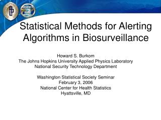 Statistical Methods for Alerting Algorithms in Biosurveillance