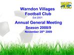 Warndon Villages Football Club Est 2001