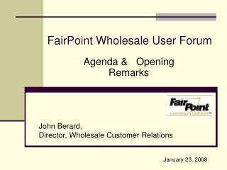 FairPoint Wholesale User Forum