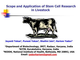 Scope and Application of Stem Cell Research in Livestock