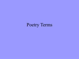 Poetry Terms