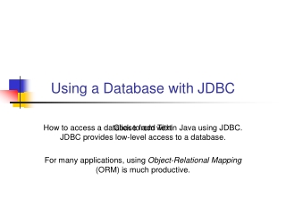 Using a Database with JDBC