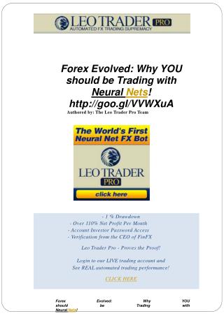 Forex Evolved Why YOU should be Trading with Neural Nets!