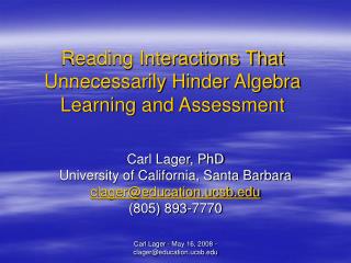 Reading Interactions That Unnecessarily Hinder Algebra Learning and Assessment