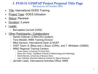 1. FY10-11 GIMPAP Project Proposal Title Page Revised on 14 October 2010