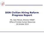 DON Civilian Hiring Reform Progress Report