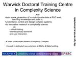 Warwick Doctoral Training Centre in Complexity Science