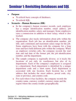 Seminar 1: Revisiting Databases and SQL