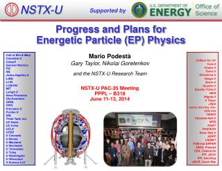 Progress and Plans for Energetic Particle (EP) Physics