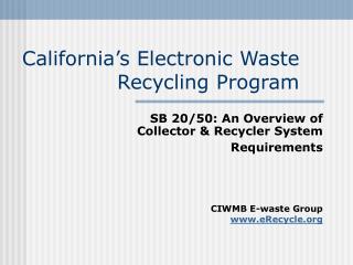California’s Electronic Waste Recycling Program