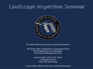 Landscape Inspection Seminar