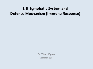 L-6 Lymphatic System and Defense Mechanism (Immune Response)