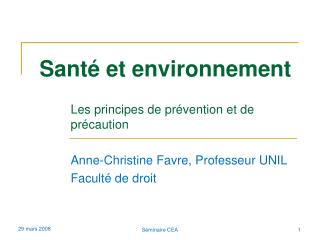 Santé et environnement