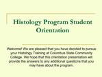 Histology Program Student Orientation
