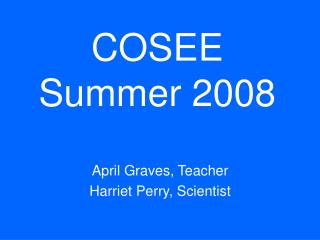 COSEE Summer 2008