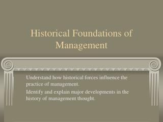 Historical Foundations of Management