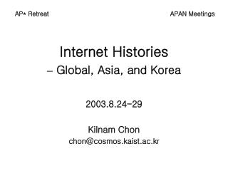 Internet Histories – Global, Asia, and Korea