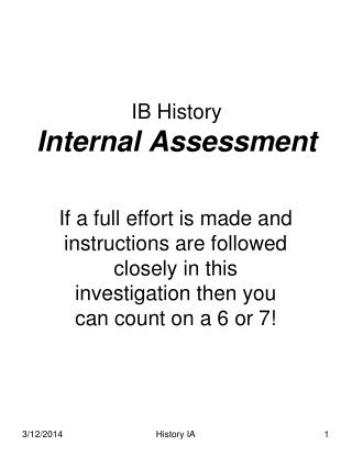 IB History Internal Assessment