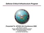 Defense Critical Infrastructure Program