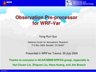 Observation Pre-processor for WRF-Var